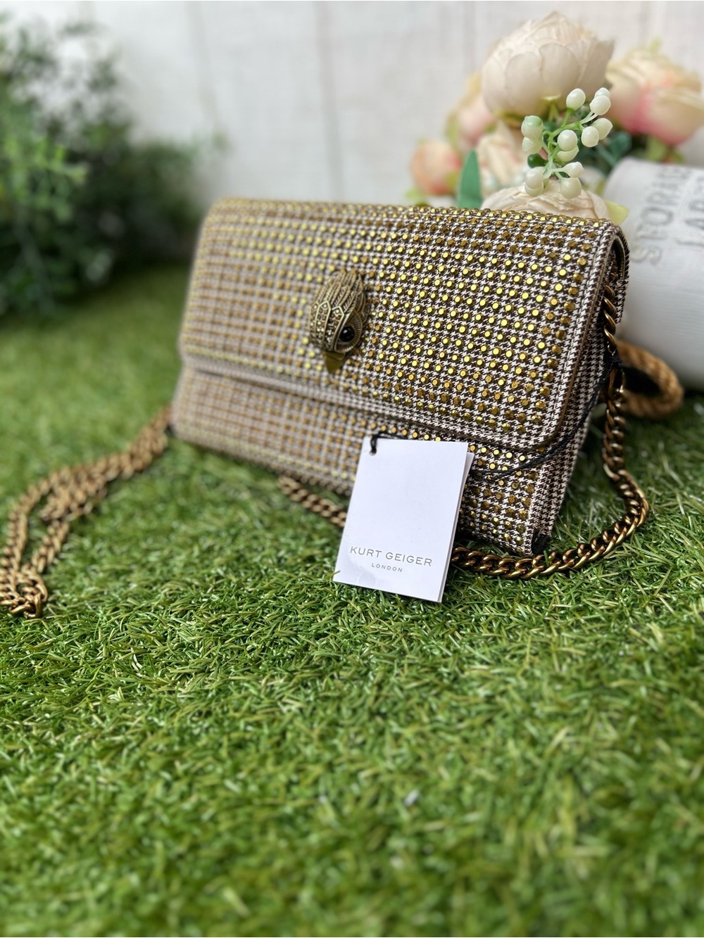 Kurt Geiger Kensington Beige Crystal Cross Body Bag  new/ dust bag - Picture 8 of 16